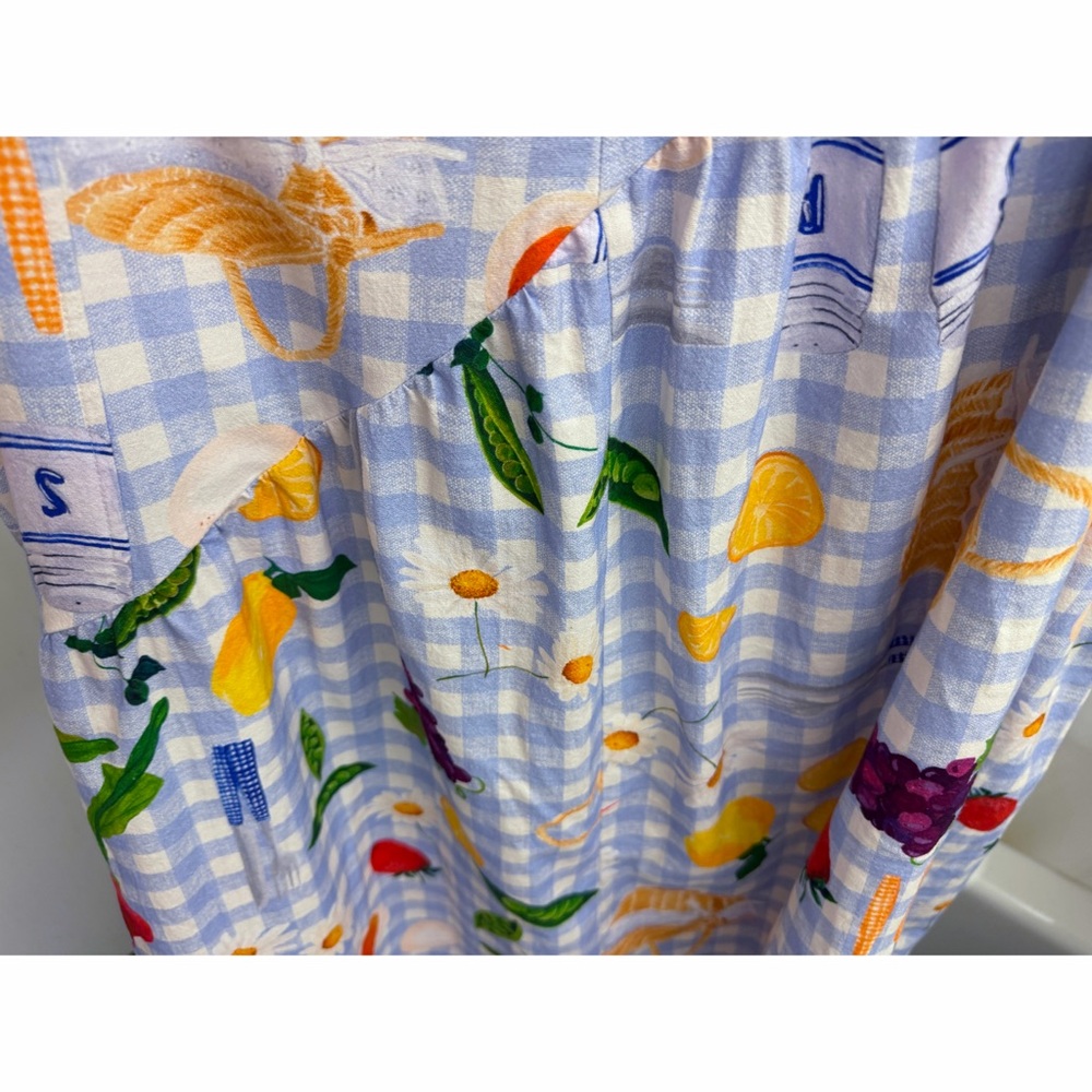 Lisa Says Gah Maeve Picnic Alfresco Midi Skirt Food Vegetable Blue Gingham 2XL - Picture 15 of 15
